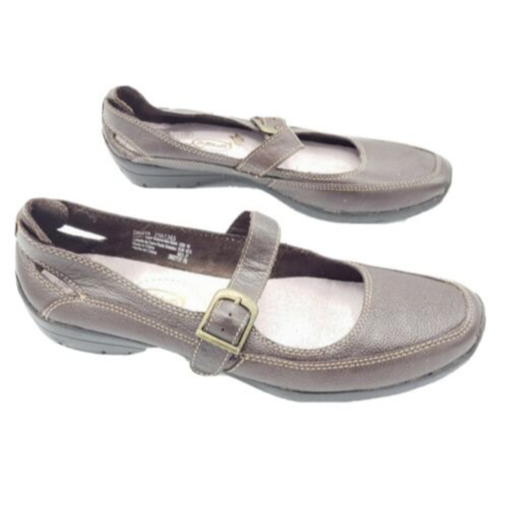 Dr Scholls Danya Brown Comfort Mary Jane Gel Pac Insoles Flat Shoes Size 10